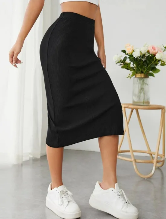 Best Women's Skirt Bodycon Midi Skirts Split Ends Solid Colored Street Casual Daily Summer Fashion Casual Women Skirts