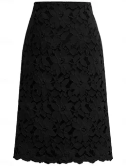 Discount Women's Skirt Bodycon Work Skirts Above Knee High Waist Skirts Lace Solid Colored Office / Career Street Summer Elegant Fashion Business Black Light Purple Light Blue Women Skirts