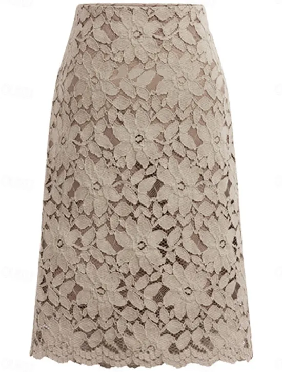 Discount Women's Skirt Bodycon Work Skirts Above Knee High Waist Skirts Lace Solid Colored Office / Career Street Summer Elegant Fashion Business Black Light Purple Light Blue Women Skirts