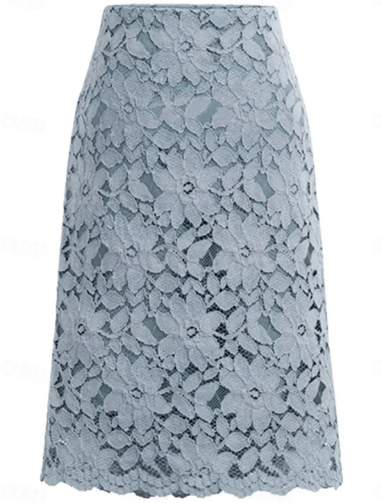 Discount Women's Skirt Bodycon Work Skirts Above Knee High Waist Skirts Lace Solid Colored Office / Career Street Summer Elegant Fashion Business Black Light Purple Light Blue Women Skirts