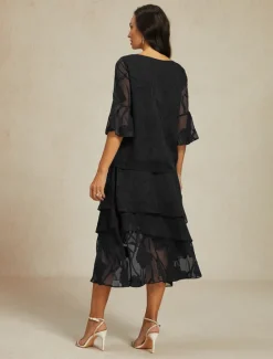 Sale Women's Skirt Elegant Midi Mid Waist Skirts Floral Layered Inelastic Party Causal Summer Chiffon Women Skirts