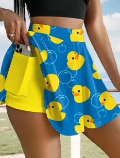 Online Women's Skirt Fashion Casual Mini High Waist Skirts Graphic Animal Stretchy Daily Yellow Royal Blue Sky Blue Summer 95%Polyester 5% Spandex Women Skirts