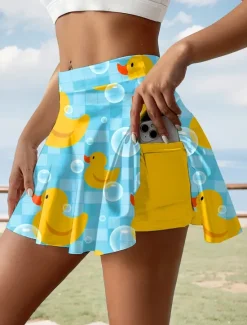 Online Women's Skirt Fashion Casual Mini High Waist Skirts Graphic Animal Stretchy Daily Yellow Royal Blue Sky Blue Summer 95%Polyester 5% Spandex Women Skirts