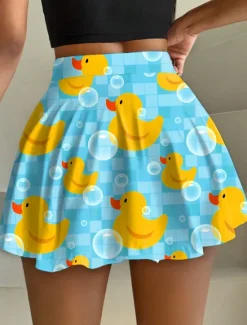 Online Women's Skirt Fashion Casual Mini High Waist Skirts Graphic Animal Stretchy Daily Yellow Royal Blue Sky Blue Summer 95%Polyester 5% Spandex Women Skirts
