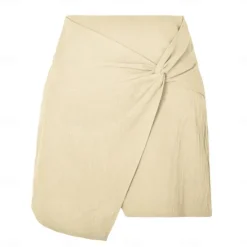 Hot Women's Skirt Linen Skirts Basic Casual Mini High Waist Skirts Solid Colored Split Ends Casual Daily Weekend Wine Black Army Green Apricot Summer Cotton And Linen Women Skirts|Dresses