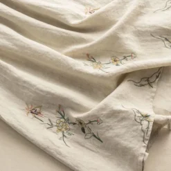 New Women's Skirt Linen Skirts Fashion Casual Maxi High Waist Skirts Floral Embroidered Casual Daily Weekend Summer Cotton And Linen Women Dresses|Skirts