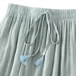 Best Women's Skirt Linen Skirts Fashion Casual Midi High Waist Skirts Solid Colored Drawstring Casual Daily Weekend Black Pink Blue Khaki Summer Cotton And Linen Women Skirts|Dresses