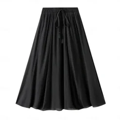 Best Women's Skirt Linen Skirts Fashion Casual Midi High Waist Skirts Solid Colored Drawstring Casual Daily Weekend Black Pink Blue Khaki Summer Cotton And Linen Women Skirts|Dresses