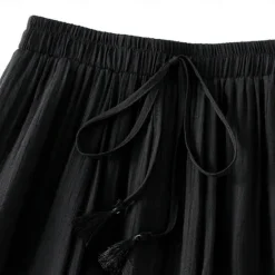 Best Women's Skirt Linen Skirts Fashion Casual Midi High Waist Skirts Solid Colored Drawstring Casual Daily Weekend Black Pink Blue Khaki Summer Cotton And Linen Women Skirts|Dresses