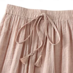 Best Women's Skirt Linen Skirts Fashion Casual Midi High Waist Skirts Solid Colored Drawstring Casual Daily Weekend Black Pink Blue Khaki Summer Cotton And Linen Women Skirts|Dresses