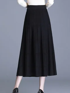 Outlet Women's Skirt Long Skirt Midi High Waist Skirts Ruched Solid Colored Street Daily Spring & Summer Elegant Fashion Casual Black Coffee Women Skirts