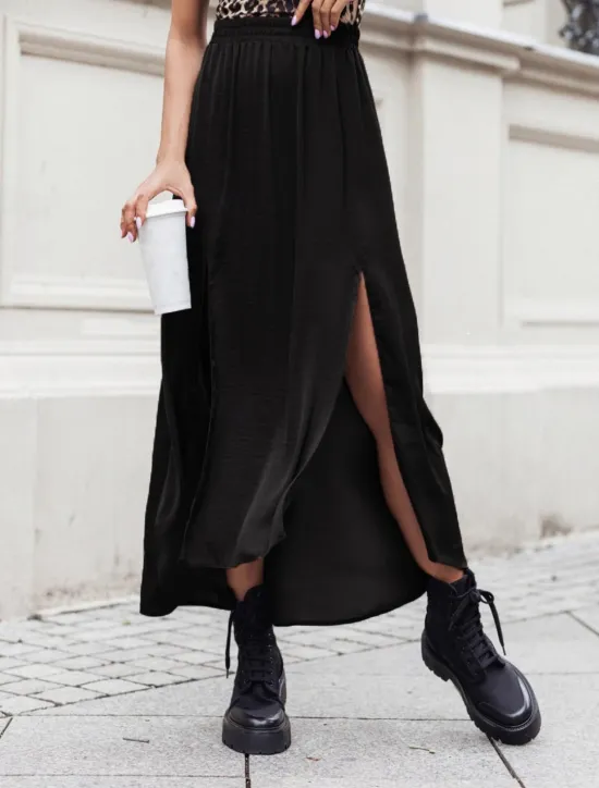 Women's Skirt Midi Skirts Solid Colored Spring & Fall Wine Red Black Brown Women Skirts