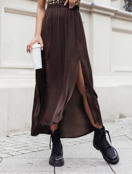 Women's Skirt Midi Skirts Solid Colored Spring & Fall Wine Red Black Brown Women Skirts