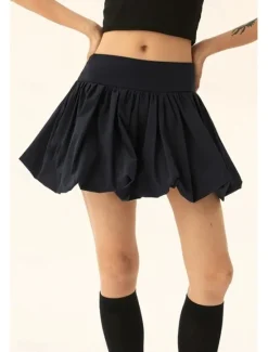 Sale Women's Skirt Mini Skirt Fashion Mini Mid Rise Skirts Plain Ruched Micro-elastic Vacation Street Black Pink Camel Grey Summer Polyester Women Skirts