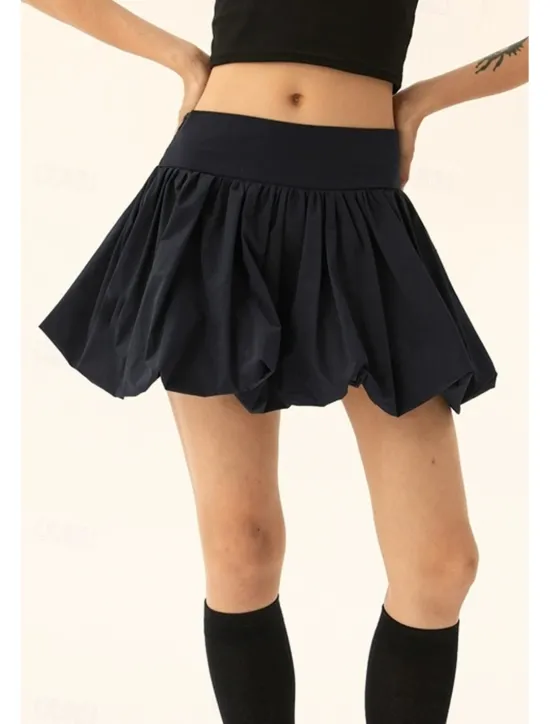 Sale Women's Skirt Mini Skirt Fashion Mini Mid Rise Skirts Plain Ruched Micro-elastic Vacation Street Black Pink Camel Grey Summer Polyester Women Skirts
