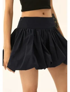 Sale Women's Skirt Mini Skirt Fashion Mini Mid Rise Skirts Plain Ruched Micro-elastic Vacation Street Black Pink Camel Grey Summer Polyester Women Skirts