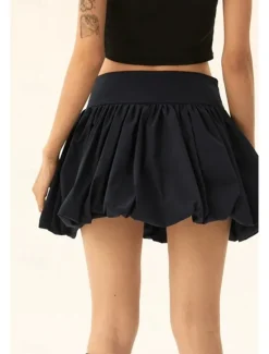 Sale Women's Skirt Mini Skirt Fashion Mini Mid Rise Skirts Plain Ruched Micro-elastic Vacation Street Black Pink Camel Grey Summer Polyester Women Skirts