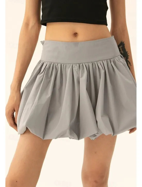 Sale Women's Skirt Mini Skirt Fashion Mini Mid Rise Skirts Plain Ruched Micro-elastic Vacation Street Black Pink Camel Grey Summer Polyester Women Skirts