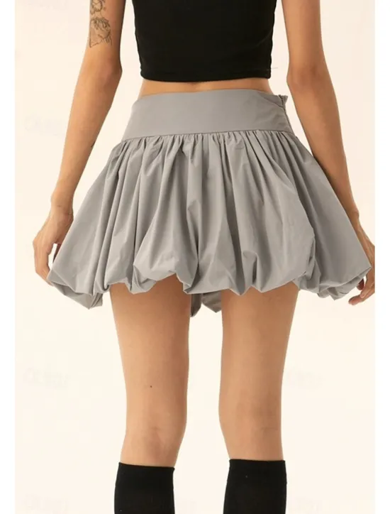 Sale Women's Skirt Mini Skirt Fashion Mini Mid Rise Skirts Plain Ruched Micro-elastic Vacation Street Black Pink Camel Grey Summer Polyester Women Skirts
