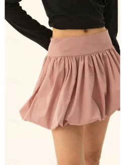 Sale Women's Skirt Mini Skirt Fashion Mini Mid Rise Skirts Plain Ruched Micro-elastic Vacation Street Black Pink Camel Grey Summer Polyester Women Skirts