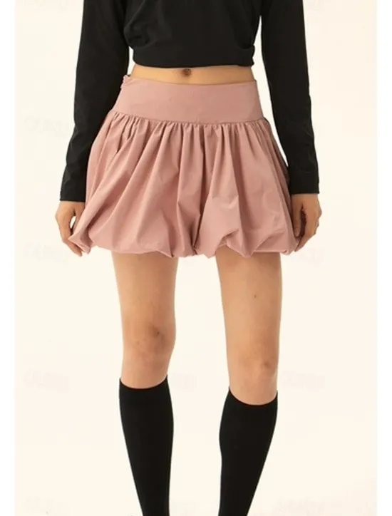 Sale Women's Skirt Mini Skirt Fashion Mini Mid Rise Skirts Plain Ruched Micro-elastic Vacation Street Black Pink Camel Grey Summer Polyester Women Skirts