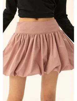 Sale Women's Skirt Mini Skirt Fashion Mini Mid Rise Skirts Plain Ruched Micro-elastic Vacation Street Black Pink Camel Grey Summer Polyester Women Skirts