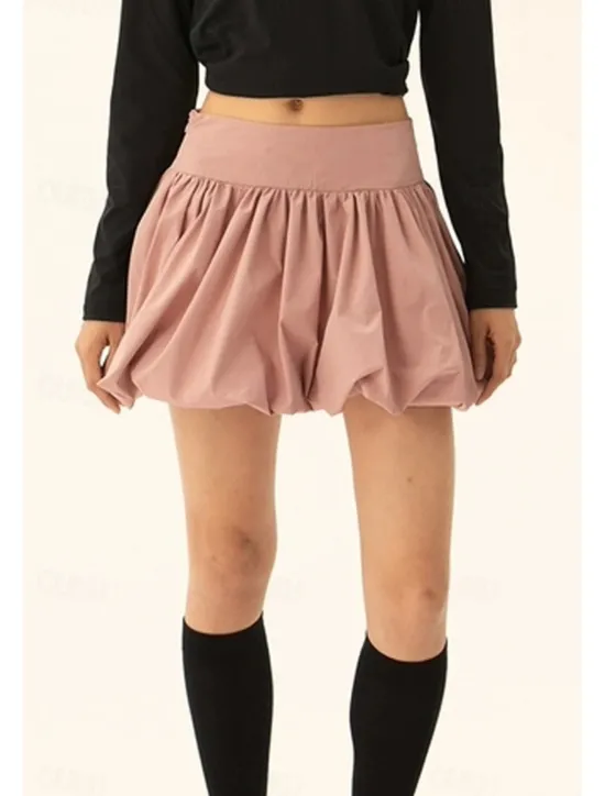 Sale Women's Skirt Mini Skirt Fashion Mini Mid Rise Skirts Plain Ruched Micro-elastic Vacation Street Black Pink Camel Grey Summer Polyester Women Skirts
