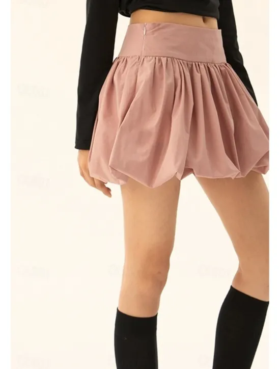 Sale Women's Skirt Mini Skirt Fashion Mini Mid Rise Skirts Plain Ruched Micro-elastic Vacation Street Black Pink Camel Grey Summer Polyester Women Skirts