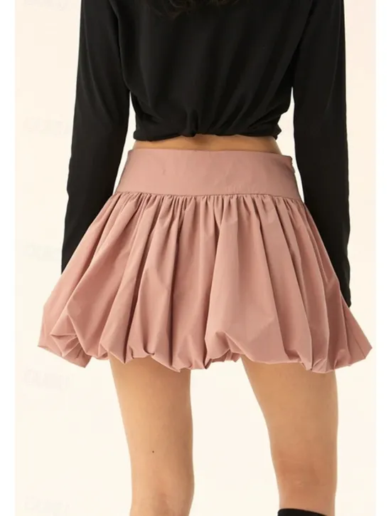 Sale Women's Skirt Mini Skirt Fashion Mini Mid Rise Skirts Plain Ruched Micro-elastic Vacation Street Black Pink Camel Grey Summer Polyester Women Skirts