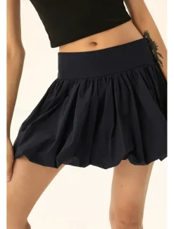 Sale Women's Skirt Mini Skirt Fashion Mini Mid Rise Skirts Plain Ruched Micro-elastic Vacation Street Black Pink Camel Grey Summer Polyester Women Skirts