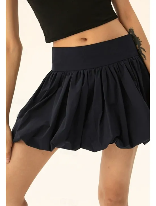 Sale Women's Skirt Mini Skirt Fashion Mini Mid Rise Skirts Plain Ruched Micro-elastic Vacation Street Black Pink Camel Grey Summer Polyester Women Skirts
