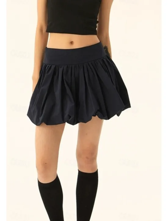 Sale Women's Skirt Mini Skirt Fashion Mini Mid Rise Skirts Plain Ruched Micro-elastic Vacation Street Black Pink Camel Grey Summer Polyester Women Skirts