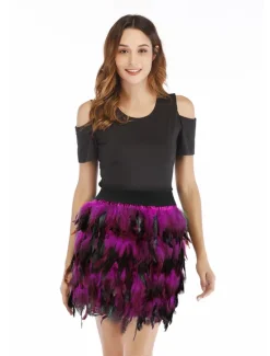 Discount Women's Skirt Mini Skirts Color Block Solid Colored Carnival Party Fall & Winter Fashion Long Carnival Costumes Ladies Black Blue Purple Fuchsia Women Skirts