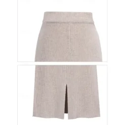 Women's Skirt Pencil Work Skirts Fashion Basic Casual Midi Skirts Solid Colored Split Knitting Office / Career Street caramel Black Wine khaki Autumn / Fall Woolen Women Skirts