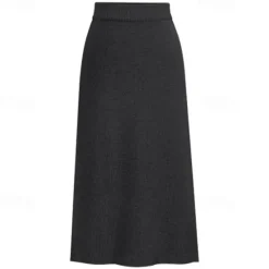 Women's Skirt Pencil Work Skirts Fashion Basic Casual Midi Skirts Solid Colored Split Knitting Office / Career Street caramel Black Wine khaki Autumn / Fall Woolen Women Skirts