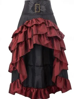 Sale Women's Skirt Petticoat Gothic Dress Long Skirt Maxi Skirts Ruffle Asymmetric Hem Solid Colored Carnival Party Fall & Winter Retro Vintage Gothic Victorian Carnival Costumes Ladies Black Women Skirts