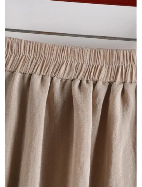 New Women's Skirt Swing Fashion Maxi Mid Rise Skirts Plain Ruched Micro-elastic Vacation Street Black White Pink Blue Summer Cotton Women Skirts