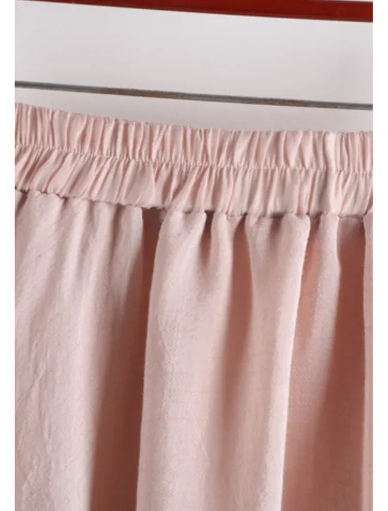 New Women's Skirt Swing Fashion Maxi Mid Rise Skirts Plain Ruched Micro-elastic Vacation Street Black White Pink Blue Summer Cotton Women Skirts