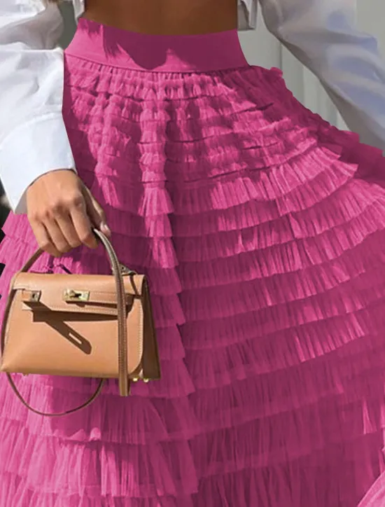 Outlet Women's Skirt Swing Tutu Maxi High Waist Skirts Pleated Solid Colored Street Daily Spring & Summer Elegant Fashion Casual Apricot Black Khaki Rose Red Women Skirts