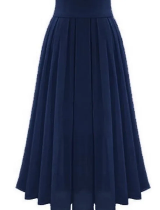 Outlet Women's Skirt Swing Work Skirts Long Skirt Maxi Skirts Pleated Patchwork Solid Colored Office / Career Autumn / Fall Chiffon Satin Elegant Basic Summer Black Pink Blue Green Women Skirts