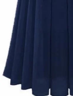 Outlet Women's Skirt Swing Work Skirts Long Skirt Maxi Skirts Pleated Patchwork Solid Colored Office / Career Autumn / Fall Chiffon Satin Elegant Basic Summer Black Pink Blue Green Women Skirts