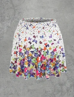 Best Women's Skirt Tennis Skirt Mini Skirt Casual Mini Mid Waist Skirts Graphic Butterfly Pocket Stretchy Vacation Daily Black White Summer 95%Polyester 5% Spandex Women Skirts
