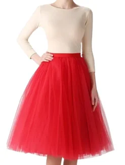 Clearance Women's Skirt Tutu Active Princess Lolita Tutus Long Midi Skirts Solid Colored Layered Tulle Performance Vacation Black White Pink Red Summer Organza Women Skirts
