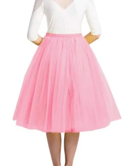 Clearance Women's Skirt Tutu Active Princess Lolita Tutus Long Midi Skirts Solid Colored Layered Tulle Performance Vacation Black White Pink Red Summer Organza Women Skirts