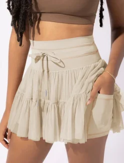New Women's Skirt Tutu Fashion Casual Mini High Waist Skirts Solid Colored Casual Daily Weekend Apricot Black White Pink Summer Polyester Women Skirts