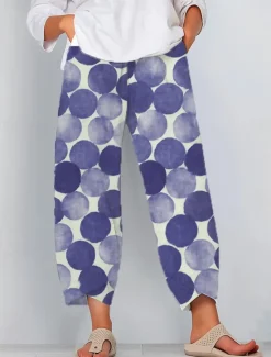 Sale Women's Slacks Pants Trousers Vacation Vintage Ethnic Style Ankle-Length High Waist Graphic Geometic Elastic Waistband Comfy Breathability Soft Inelastic Outdoor Street Daily Blue Purple Green Summer Women Pants