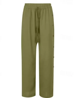 Clearance Women's Slacks Pants Trousers Casual Full Length Natural Plain Buckle Elastic Drawstring Design Outdoor Comfortable Holiday Daily Wear Weekend carmine Magenta Depression Green Grey Summer Regular Fit Women Pants