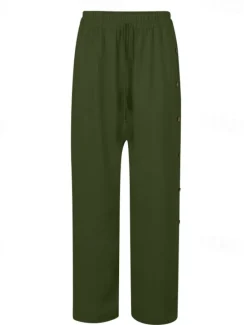 Clearance Women's Slacks Pants Trousers Casual Full Length Natural Plain Buckle Elastic Drawstring Design Outdoor Comfortable Holiday Daily Wear Weekend carmine Magenta Depression Green Grey Summer Regular Fit Women Pants