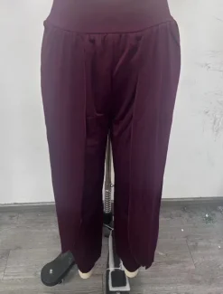 Outlet Women's Slacks Pants Trousers Casual Full Length Natural Plain Elastic Waist Split Comfy Comfortable Outdoor Going out carmine Dark red Forest Green Light Sky Blue Summer Regular Fit Women Pants
