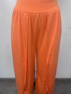Outlet Women's Slacks Pants Trousers Casual Full Length Natural Plain Elastic Waist Split Comfy Comfortable Outdoor Going out carmine Dark red Forest Green Light Sky Blue Summer Regular Fit Women Pants